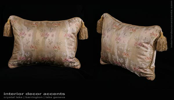 Stunning Lee Jofa elegant pure silk brocade decorative throw pillows with lee jofa backing velvet for traditional, transitional and decadent interior design and timeless home decor accents