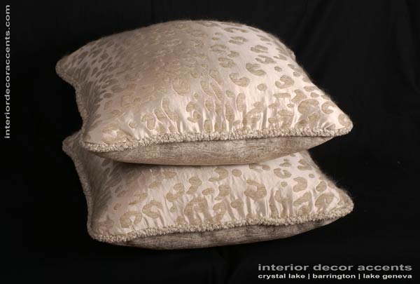 kravet couture silk mohair leopard in decorative corded pillows for traditional transitional contemporary and luxurious interior design and home decor accents