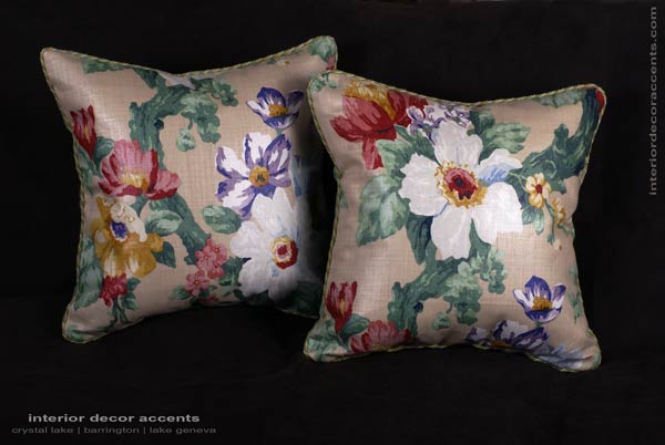 Lee Jofa linen floral print decorative designer pillows with Eric Cohler Jardin Prive and Pollack Sedan Plush velvet for elegant and luxurious home decor accents