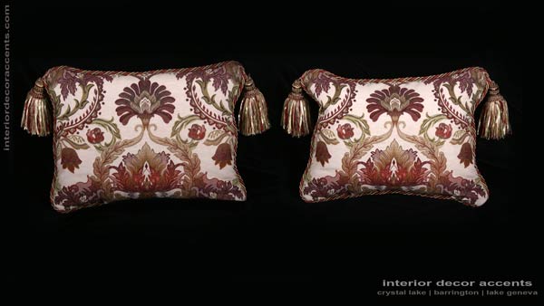 Pindler and Pindler floral pattern brocade decorative accent pillows for elegant and luxurious interior home decor accents