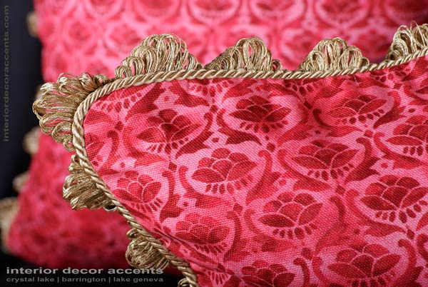 Scalamande hand printed decorative throw pillows for traditional and luxurious interior design and home decor accents