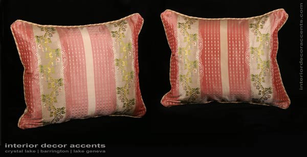 Silk brocade decorative accent pillows in rose scalamandre and lee jofa for traditional and transitional home decor accents and interior design
