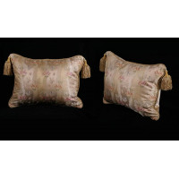 Silk Lampas in Gold with Lee Jofa Velvet - Designer Pillows