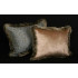 Pollack Silk Brocade with Lee Jofa Linen Velvet - Fringed Designer Pillows