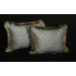 Pollack Silk Brocade with Lee Jofa Linen Velvet - Fringed Designer Pillows