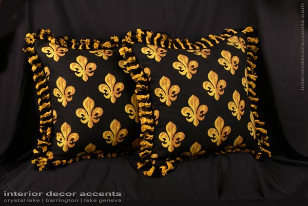 Scalamande black velvet epingle decorative throw pillows for traditional and luxurious interior design and home decor accents